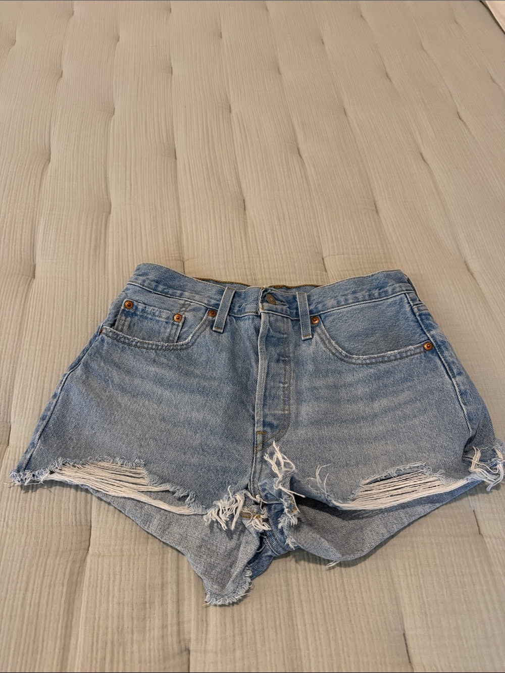 Levi's Light Blue Distressed Denim Cutoff Shorts